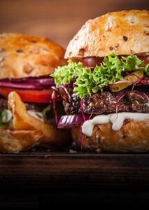 Gourmet burgers served at Blackstone Grille restaurant tavern and bar in Chattanooga, Tennessee