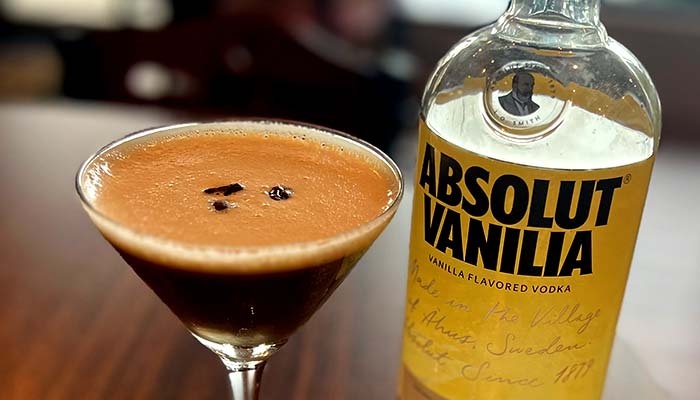 Espresso martini cocktail at Blackstone Grille restaurant tavern and bar in Chattanooga, Tennessee